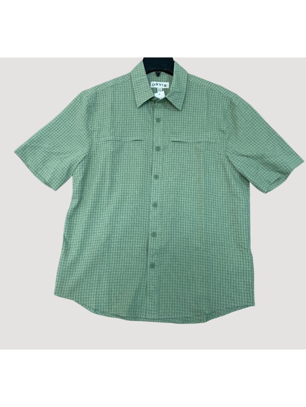 NWT Orvis Men's M Green Short Sleeve Button up Tech Shirt UPF 30+ Quick-Dry